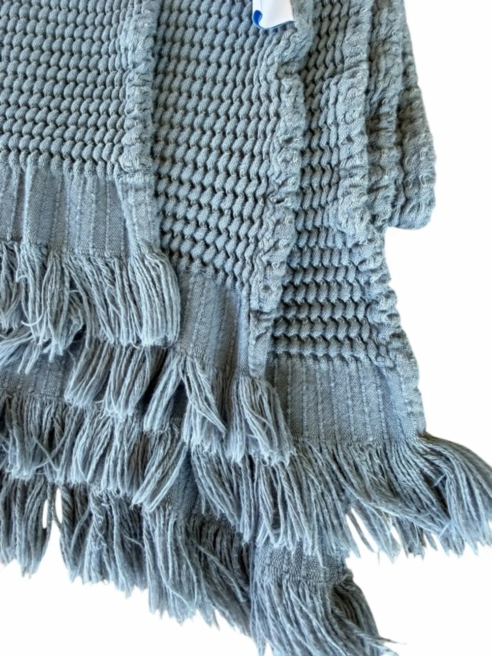 Matouk Kiran 4-Piece Turkish Cotton Waffle Towel Set Sea Blue Fringe Soft GUC